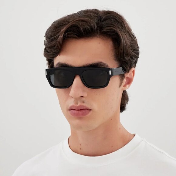 NEW SL762 001 SAINT LAURENT SUNGLASSES MEN SQUARE BLACK EYEWEAR - Picture 3 of 4